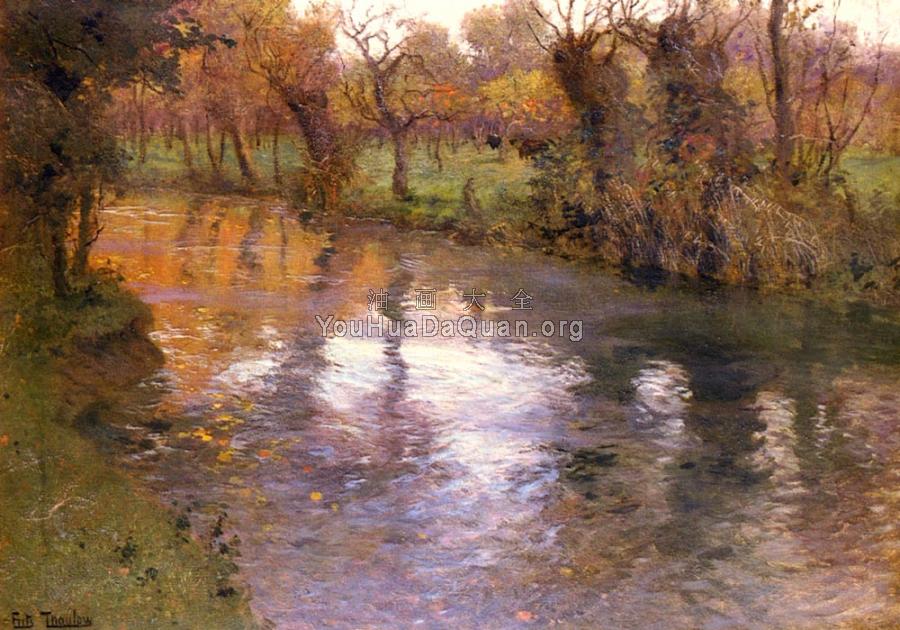 An Orchard On The Banks Of A River - 弗里茨·陶洛